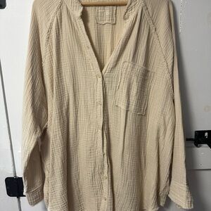 Aerie Textured Cream Shirt